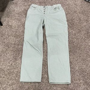 Plaid, green and white jeans